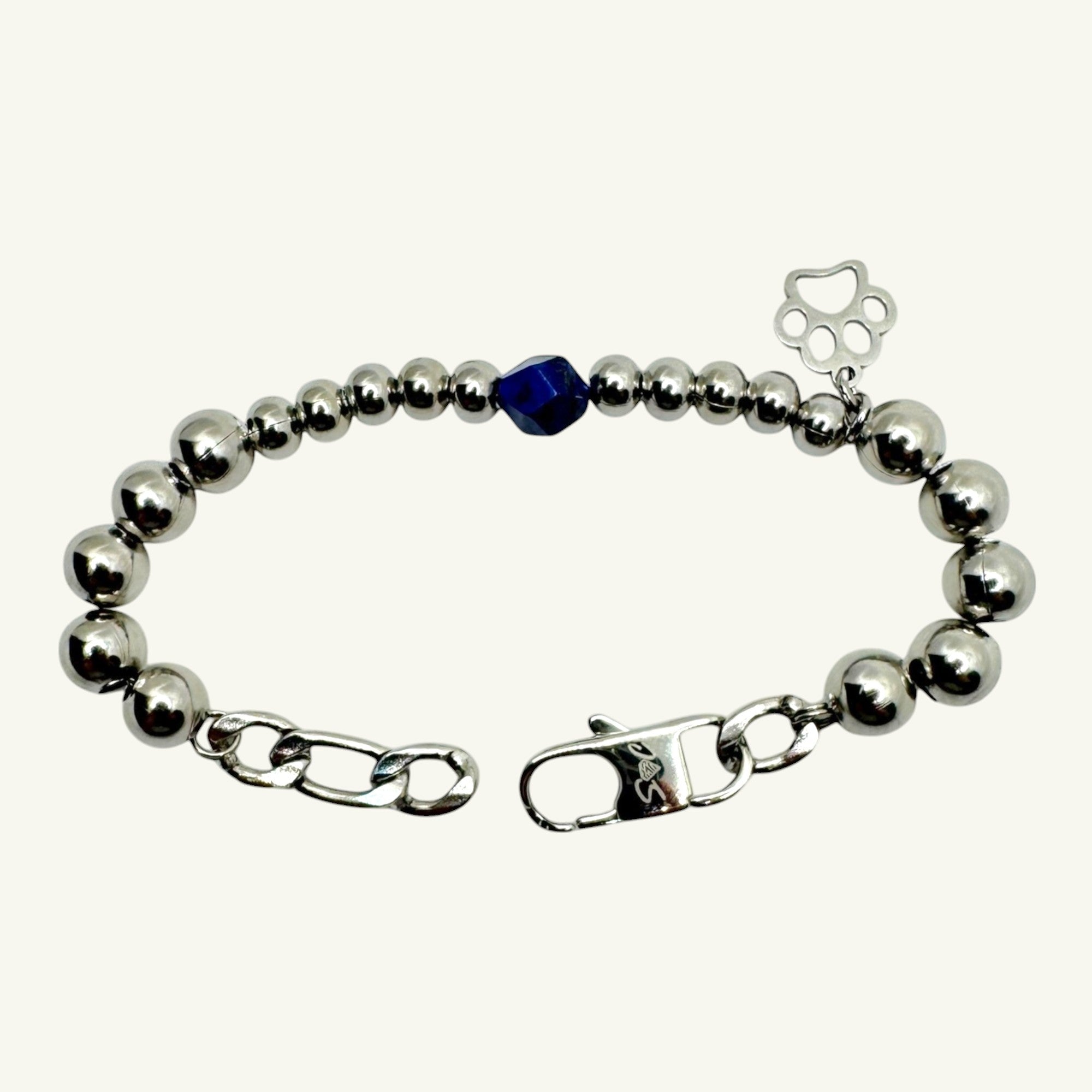 Bracciale sfera lapis con charm zampa Sharifa Crystals